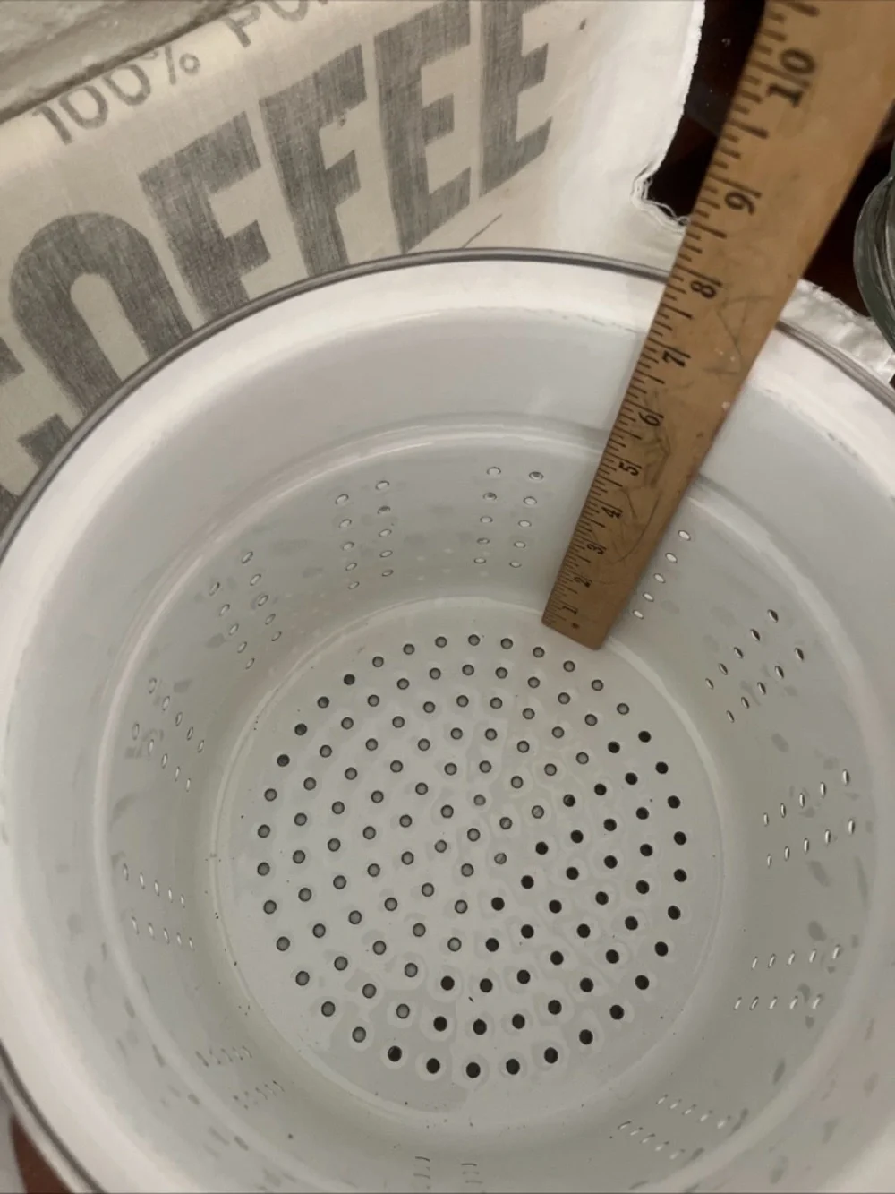 White Enamel Strainer/Colander Insert For Stock Pot With Handles Kitchen Decor